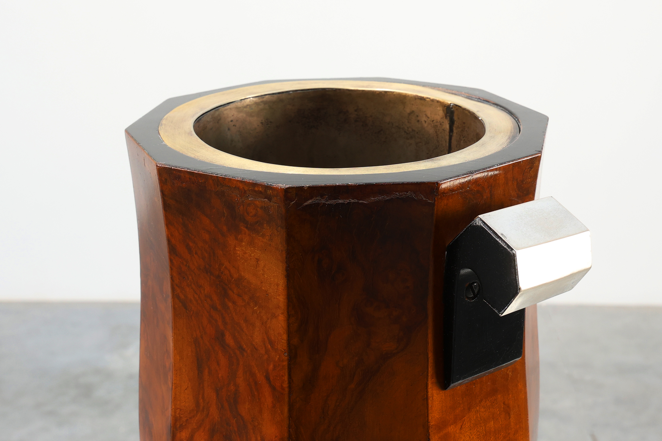 Art Deco sculptural burlwood ice bucket, France ca. 1925thumbnail